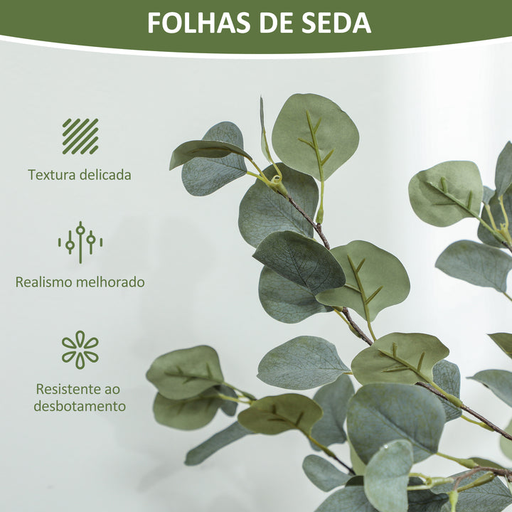 Eucalipto Artificial 120 cm Planta Artificial Decorativa Grande Árvore Artificial de Interior com 230 Folhas Decoração para Casa Escritório Dormitório Verde