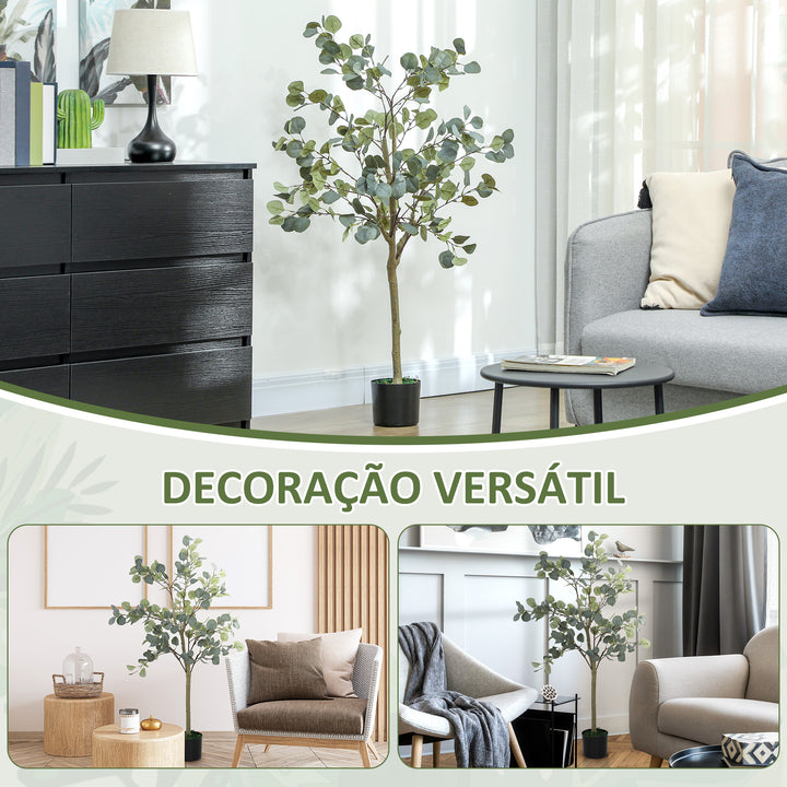 Eucalipto Artificial 120 cm Planta Artificial Decorativa Grande Árvore Artificial de Interior com 230 Folhas Decoração para Casa Escritório Dormitório Verde