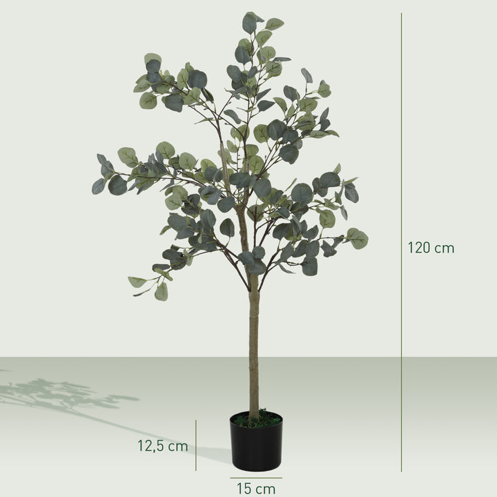 Eucalipto Artificial 120 cm Planta Artificial Decorativa Grande Árvore Artificial de Interior com 230 Folhas Decoração para Casa Escritório Dormitório Verde