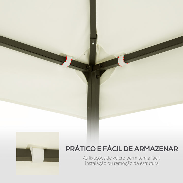 Teto de Substituição 4x3m para Pérgola de Jardim 2 Níveis Respirável com 8 Orifícios de Drenagem Cobertura Superior de Substituição para Pérgola Exterior Bege