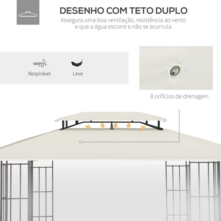 Teto de Substituição 4x3m para Pérgola de Jardim 2 Níveis Respirável com 8 Orifícios de Drenagem Cobertura Superior de Substituição para Pérgola Exterior Bege