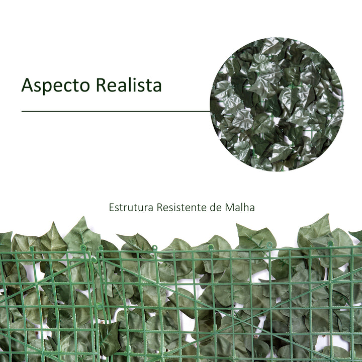 Vedação Artificial em Rolo 2,4x1 m Vedação de Privacidade para Balcão Jardim Exterior Planta Decorativa de Parede PE Verde