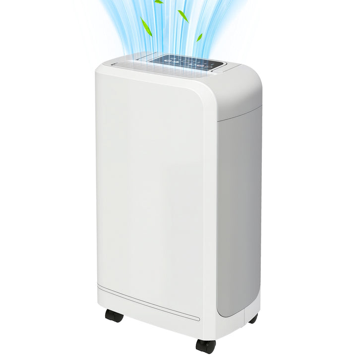 Desumidificador Elétrico 12L/dia Depósito de Água de 2,5L Desumidificador com Rodas Temporizador de 24 Horas Ecrã Digital de Humidade Desumidificador de Humidade para Dormitório Branco