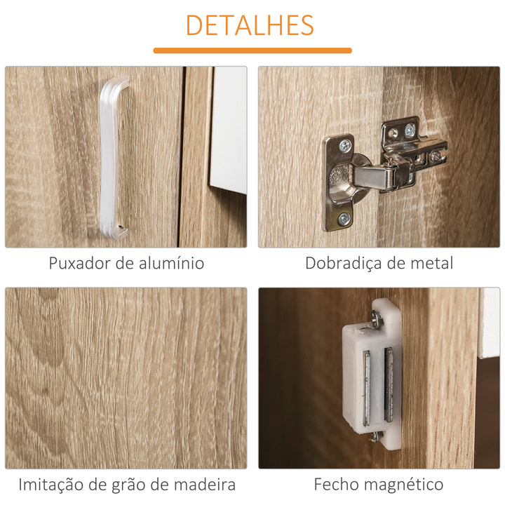 Sapateira de 3 Portas para 18-27 Pares de Sapatos com Gaveta e Armário para Entrada Dormitório 84x30x132 cm Madeira Natural