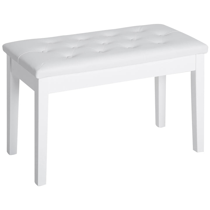 Banco de Piano Banco para Piano com Espaço de Armazenamento Assento de Couro Sintético Acolchoado Carga Máxima 200 kg 76x36x50 cm Branco