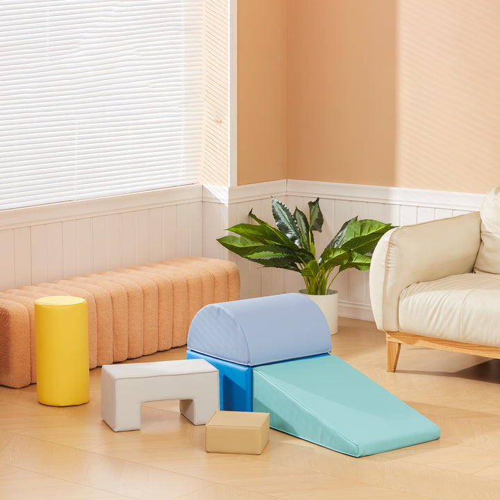 Conjunto de 6 Blocos de Espuma para Crianças Blocos de Construção Brinquedo de Aprendizagem para Escalar e Gatear Multicor