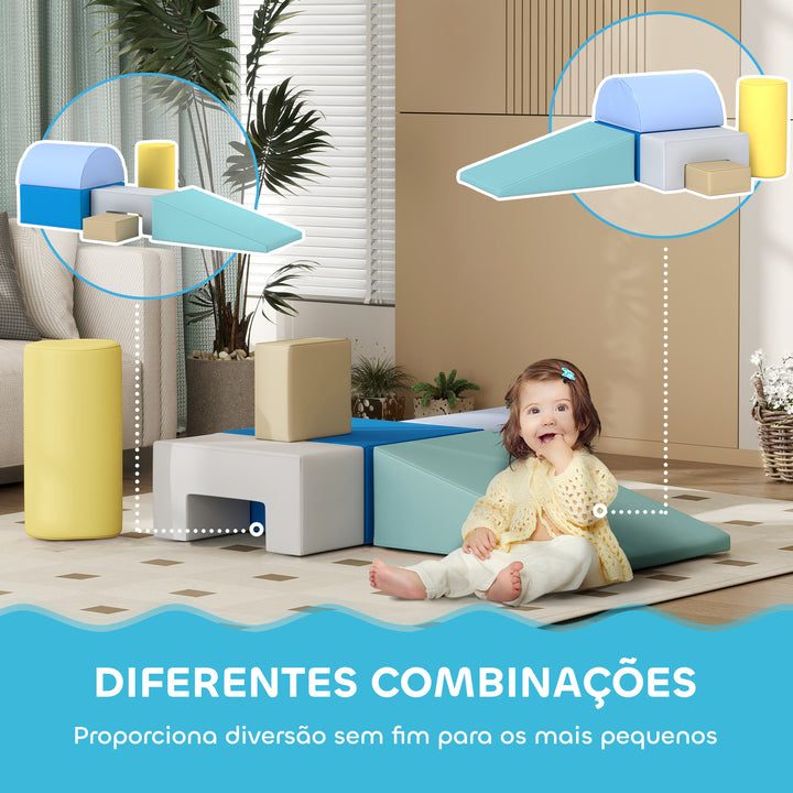 Conjunto de 6 Blocos de Espuma para Crianças Blocos de Construção Brinquedo de Aprendizagem para Escalar e Gatear Multicor