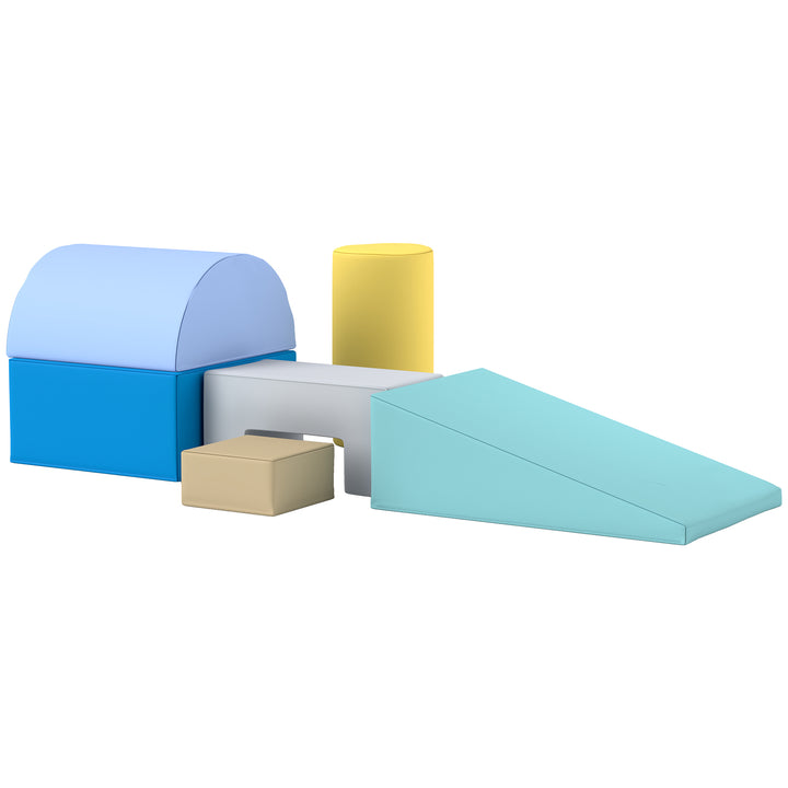 Conjunto de 6 Blocos de Espuma para Crianças Blocos de Construção Brinquedo de Aprendizagem para Escalar e Gatear Multicor
