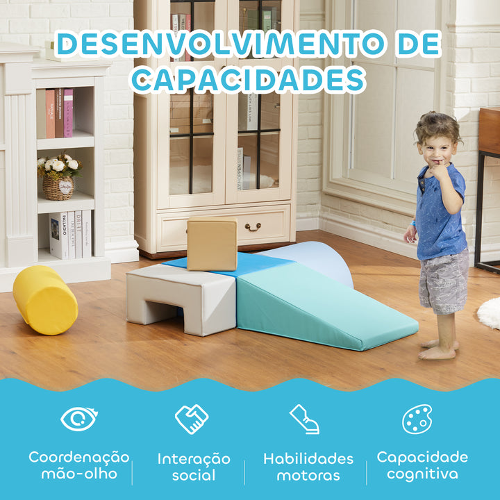 Conjunto de 6 Blocos de Espuma para Crianças Blocos de Construção Brinquedo de Aprendizagem para Escalar e Gatear Multicor