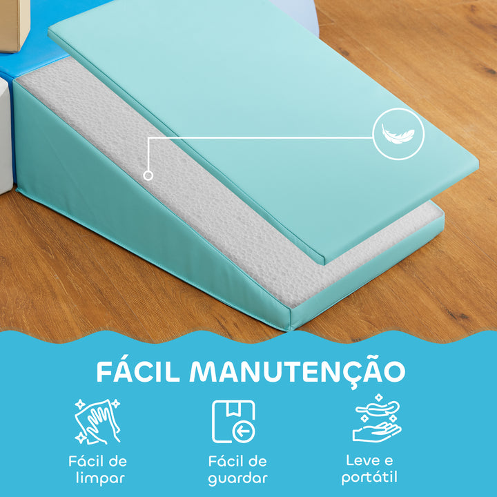 Conjunto de 6 Blocos de Espuma para Crianças Blocos de Construção Brinquedo de Aprendizagem para Escalar e Gatear Multicor