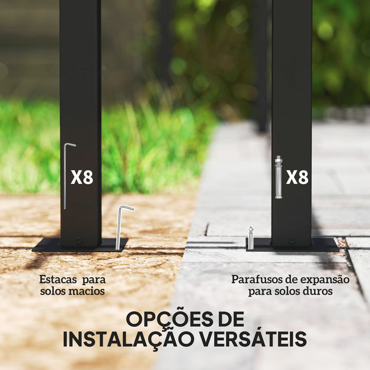 Pérgola com Teto Retrátil 3,9x3x2,2 m Pérgola de Alumínio com Paredes Laterais Tecido de Poliéster Anti UV Resistente a Água Pérgola para Jardim Pátio Cinzento