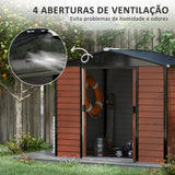 Abrigo de Jardim Exterior 4,4 m² 240x206x198 cm Abrigo de Jardim com Porta de Correr e Fechadura Armário para Jardim Pátio Teca