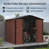 Abrigo de Jardim Exterior 4,4 m² 240x206x198 cm Abrigo de Jardim com Porta de Correr e Fechadura Armário para Jardim Pátio Teca