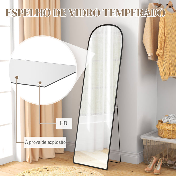 Espelho de Pé Espelho de Corpo Inteiro 50x170 cm Espelho de Parede com Estrutura de Liga de Alumínio e Suporte para Sala Quarto Banheiro Dourado