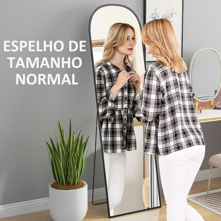 Espelho de Pé Espelho de Corpo Inteiro 50x170 cm Espelho de Parede com Estrutura de Liga de Alumínio e Suporte para Sala Quarto Banheiro Dourado