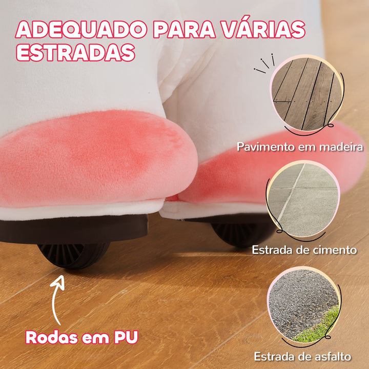 Unicórnio Elétrico para Crianças de 18 a 36 Meses Unicórnio Infantil Elétrico com Bateria 6V e Música Carga 25 kg 69x34x53 cm Branco