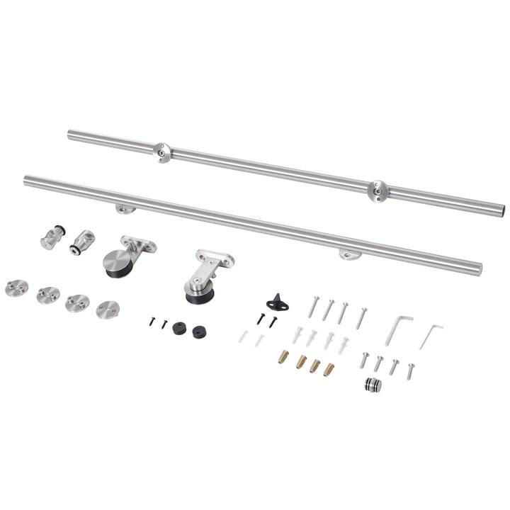 Kit para porta deslizante de madeira em trilho de aço inoxidável - 2,5x200cm