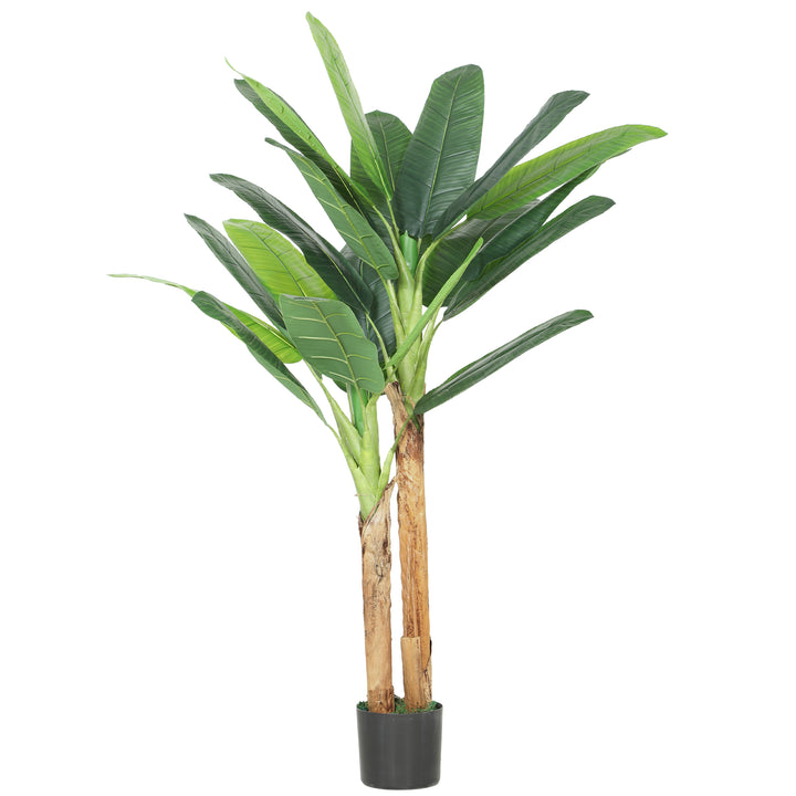 Árvore de Bananeira Artificial 150 cm com Vaso e 2 Troncos para Decoração de Interiores - Sala, Casa ou Escritório - Cor Verde