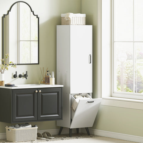 Coluna Casa de Banho Armário Alto Casa de Banho Estreito com 2 Portas e Prateleiras Móvel para Sala de Estar Cozinha 35x31,5x144 cm Branco