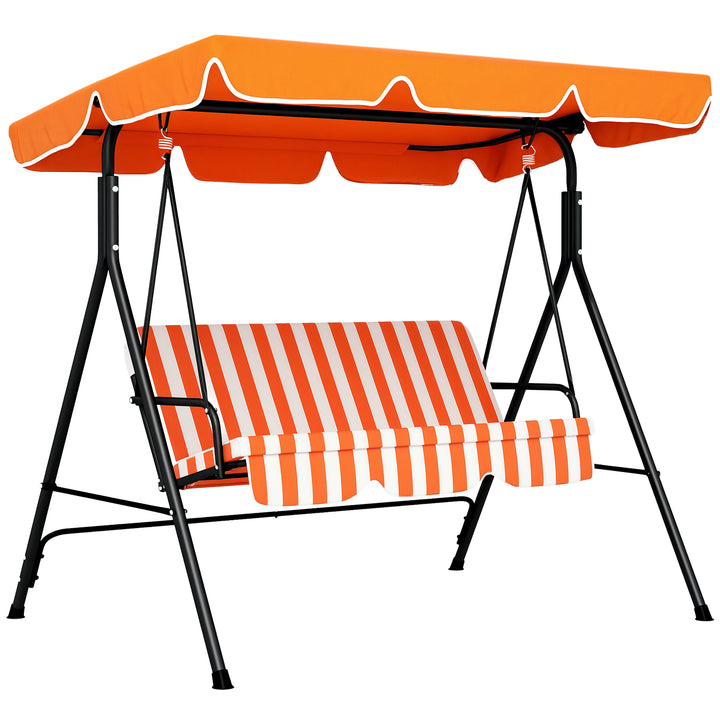 Baloiço de Jardim Exterior de 3 Lugares, Baloiço de Jardim com Teto Ajustável e Estrutura de Aço, para Varanda, Terraço, Pátio, Suporta até 200 kg, 172x110x153 cm, Laranja