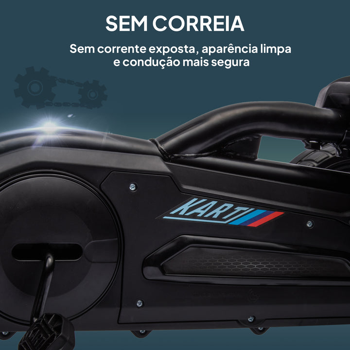 Kart a Pedais Infantil Kart a Pedais para Crianças de 3-8 Anos com Assento Ajustável em 4 Posições, Travão de Mão e Rodas de EVA Carga 30 kg Preto