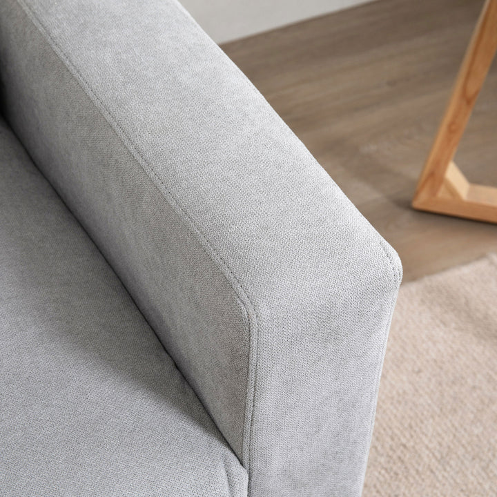 Sofá de 2 Lugares Sofá Moderno Estofado em Poliéster com 2 Almofadas Apoio para os Braços e Pés de Madeira de Borracha para Dormitório Escritório 145x76x88 cm Cinza