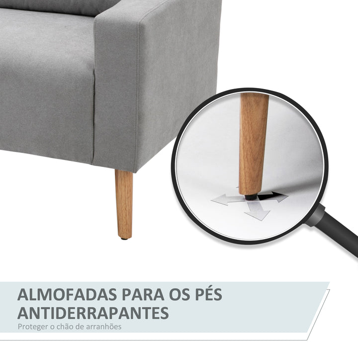 Sofá de 2 Lugares Sofá Moderno Estofado em Poliéster com 2 Almofadas Apoio para os Braços e Pés de Madeira de Borracha para Dormitório Escritório 145x76x88 cm Cinza
