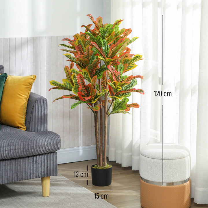 Planta Artificial 120 cm Planta Decorativa com Vaso e Folhas para Decoração Interior Casa Escritório Sala de Estar Multicolor