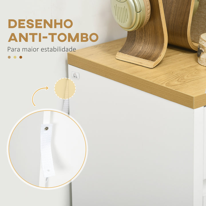 Cómoda Moderna com 4 Gavetas Cómoda de Madeira para Dormitório Sala de Estar Carga Máxima 40 kg 70x37x75 cm Branco e Madeira