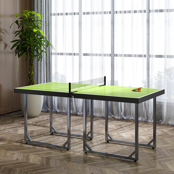 Mesa de Ping Pong Dobrável Mesa de Ping Pong Profissional com Rede e Estrutura de Aço para Interior e Exterior 182x91x76 cm Verde