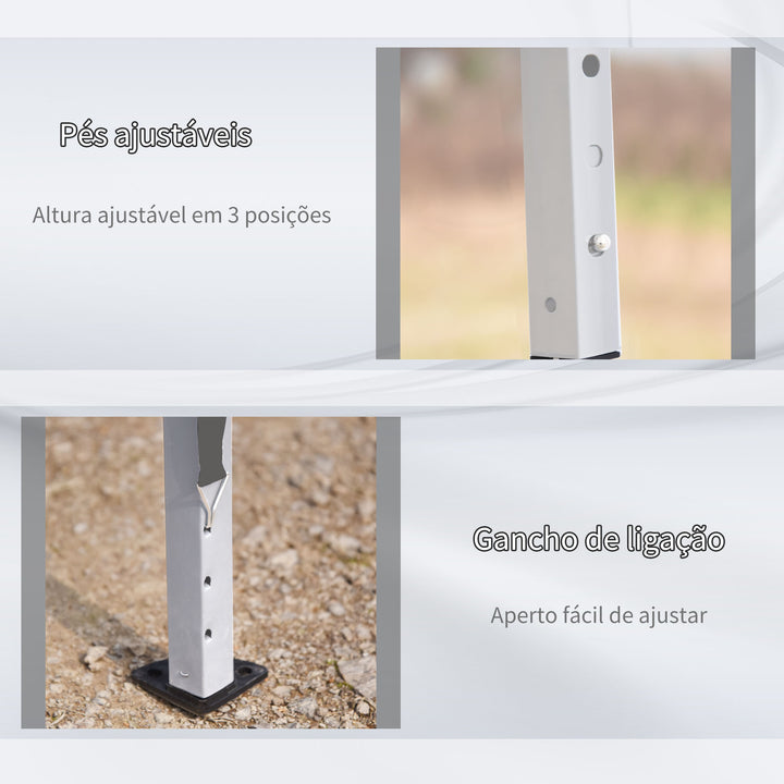 Tenda Dobrável 585x295x270 cm Tenda de Jardim Portátil com Bolsa de Transporte Tecido Oxford Estrutura de Aço para Exterior Festas Acampamento Cinza