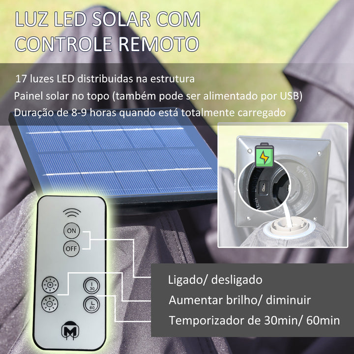 Pérgola Dobrável Exterior 3,3x3,3x2,9 m com Luzes LED e Controle Remoto Pérgola de Jardim com 4 Mosquiteiras Removíveis e Bolsa de Transporte para Acampamento Festas Bege