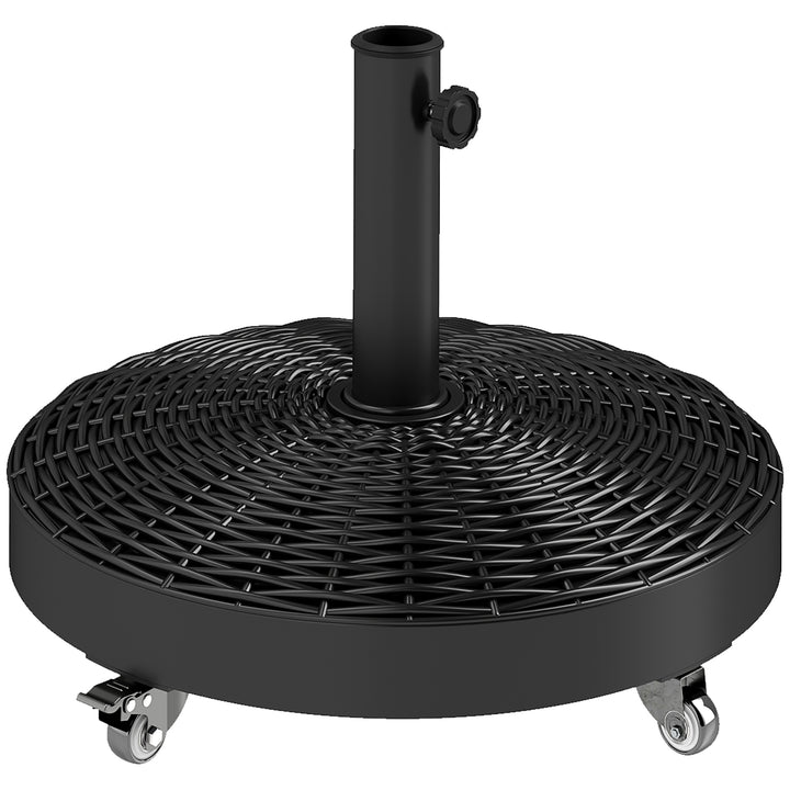 Base para Chapéu de Sol Redonda Suporte para Chapéu de Sol com Rodas Base para Chapéu de Sol de Cimento Peso 25 kg para Jardim Terraço Ø52x42 cm Preto