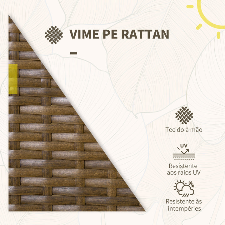 Conjunto de Jardim de 4 Peças em Vime Sintético Móveis de Jardim com 2 Poltronas 1 Sofá de 2 Lugares e 1 Mesa de Vidro Temperado para Terraço Pátio Multicolor