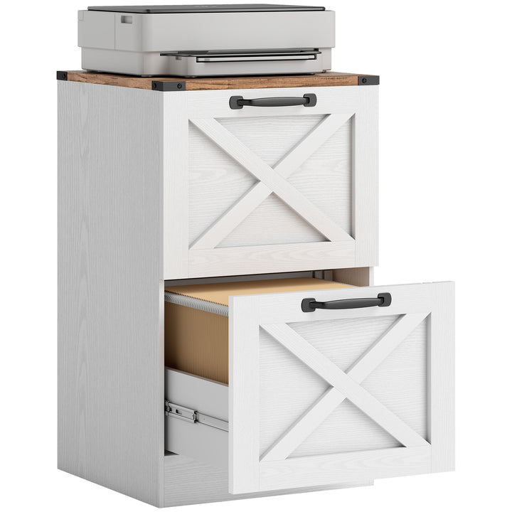 Móvel para Escritório com 2 Gavetas Bloco de Gavetas de Escritório Móvel Arquivador Suporte para Impressora com Trilho Suspenso para A4 e Carta 40x40x71 cm Branco