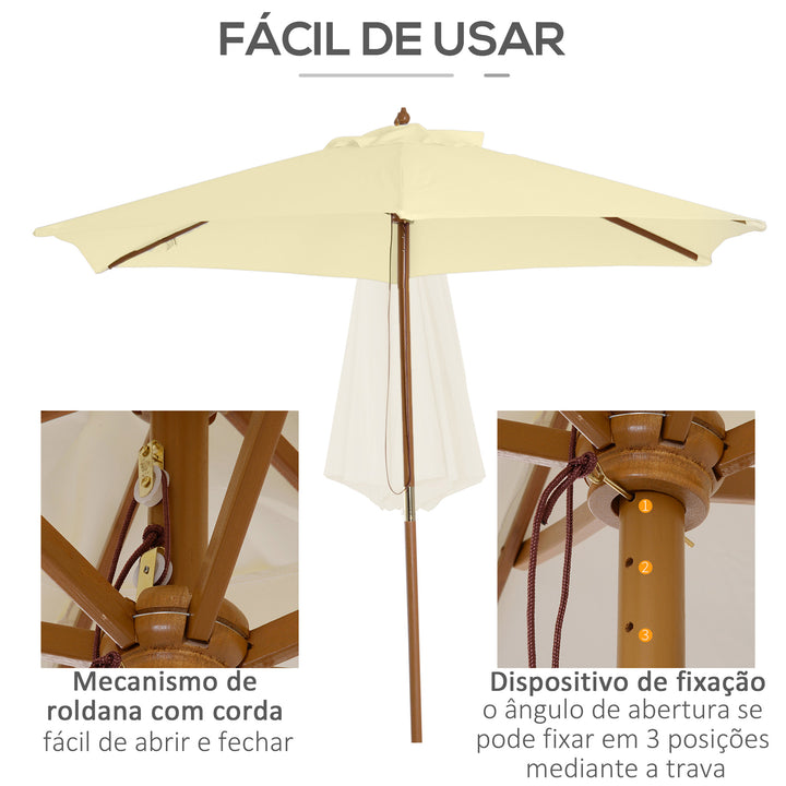 Parasol Pátio Terraço Jardim Diâmetro 250x225 cm Cor Creme
