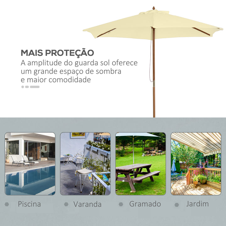 Parasol Pátio Terraço Jardim Diâmetro 250x225 cm Cor Creme