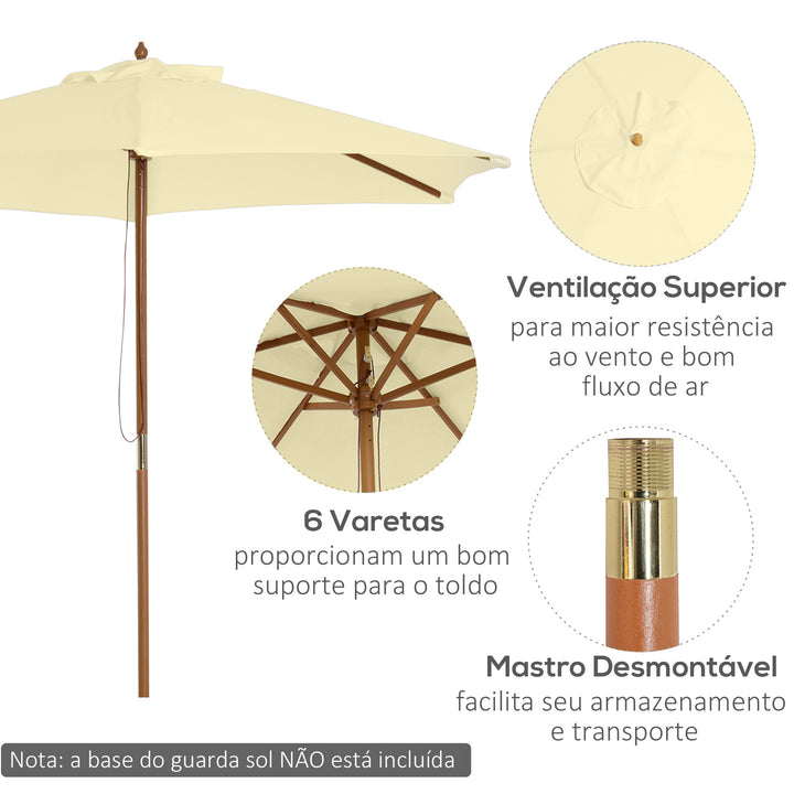 Parasol Pátio Terraço Jardim Diâmetro 250x225 cm Cor Creme