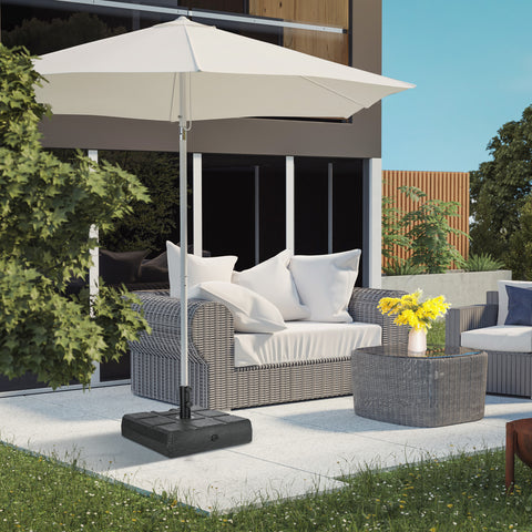 Base de Chapéu de Sol Retangular Suporte para Chapéu de Sol Preenchível com Água 30 kg e Areia 40 kg para Poste de Chapéu de Sol de Ø32/38/48 mm para Terraço Pátio Jardim 49x49x36,5 cm Preto