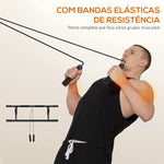 Barra de Elevação Multifuncional Barra de Elevação de Parede com Bandas Elásticas de Resistência Carga 150 kg para Exercício e Treino em Casa Ginásio 100x50x27 cm Preto e Laranja