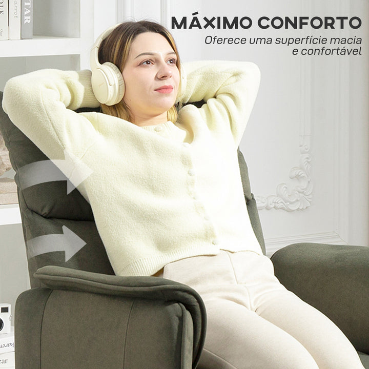 Poltrona Relax Reclinável Elétrica Poltrona Reclinável Silenciosa com Função Memória Apoio para Pés Controlo Remoto e Bolsos Laterais para Dormitório Sala de Estar 80x83x104 cm Verde Escuro