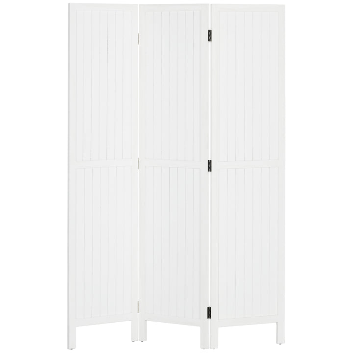 Biombo 3 Painéis Separador de Ambientes Dobrável 120x1,8x170 cm Divisor de Habitação com Painel de Privacidade Estilo Rústico para Escritório Dormitório Sala de Estar Branco