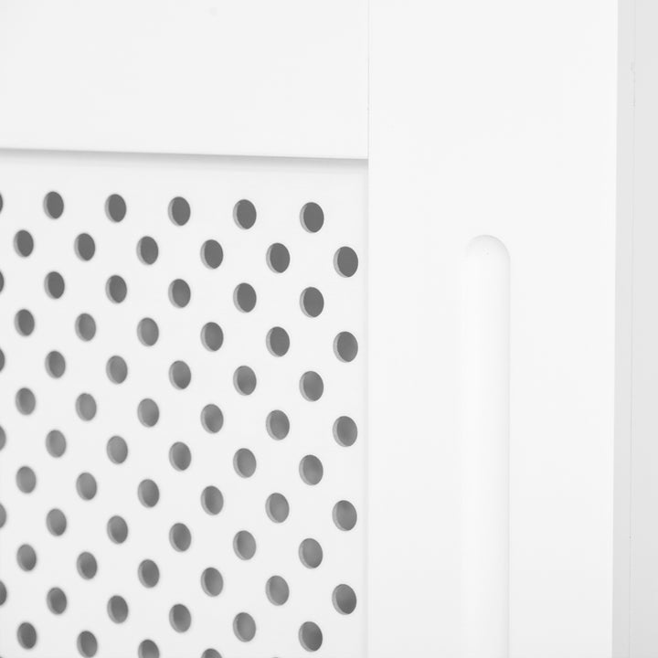 Cobertura para Radiador 151,5x19x82 cm Proteção para Radiador Moderna em MDF com Prateleira Superior e Ripas para Sala Quarto Corredor Branco