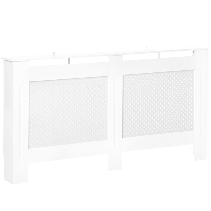 Cobertura para Radiador 151,5x19x82 cm Proteção para Radiador Moderna em MDF com Prateleira Superior e Ripas para Sala Quarto Corredor Branco