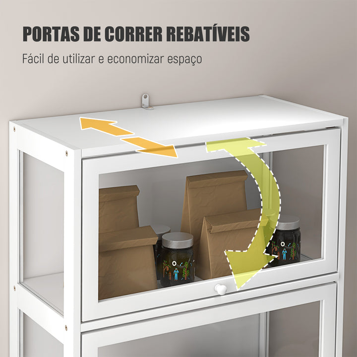 Vitrine Colecionador de 4 Níveis Vitrine Sala de Estar com Portas Abatíveis de Acrílico Anti-Tombo para Estúdio Dormitório Escritório 59x30x139 cm Branco