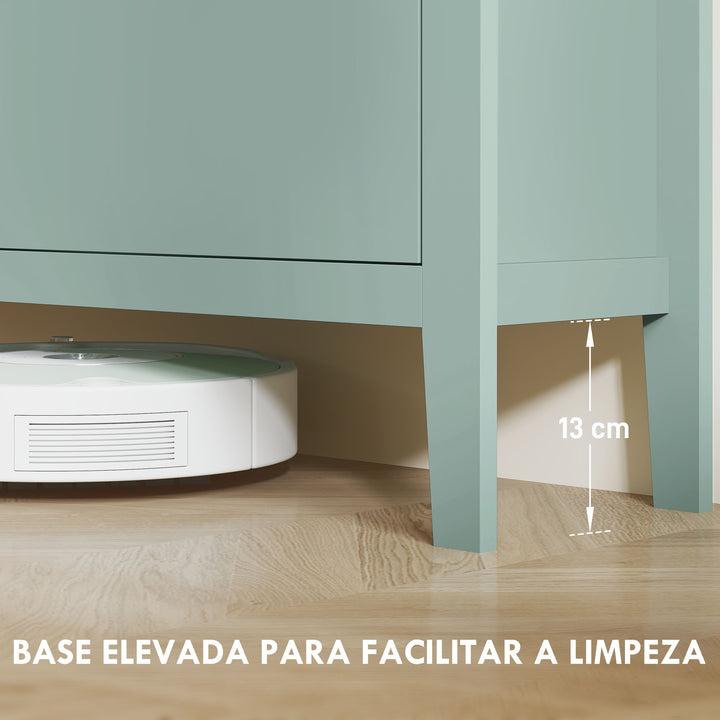 Sapateira Estreita Móvel Sapateira para Entrada com 4 Gavetas Abatíveis Prateleiras Ajustáveis e Puxadores em PU para 20 Pares de Sapatos para Corredor 105x24x95,5 cm Verde Claro