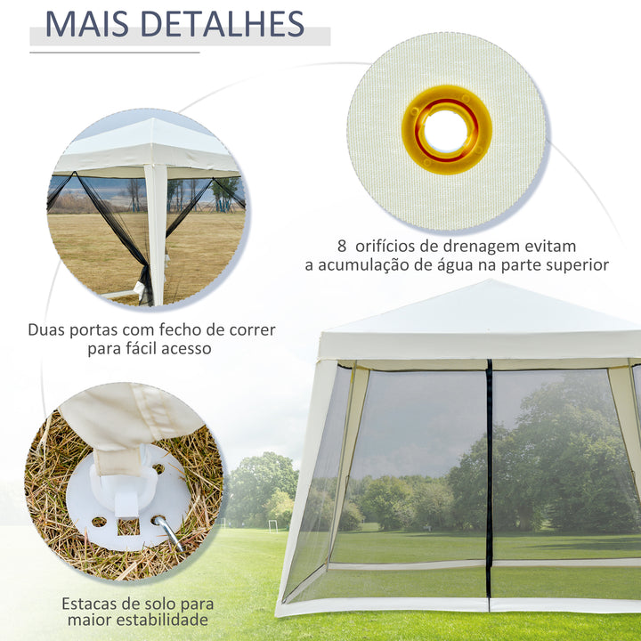 Tenda 3x3x2,35 m com Painéis Laterais e Mosquitero Aço Exterior Poliéster Cor Bege