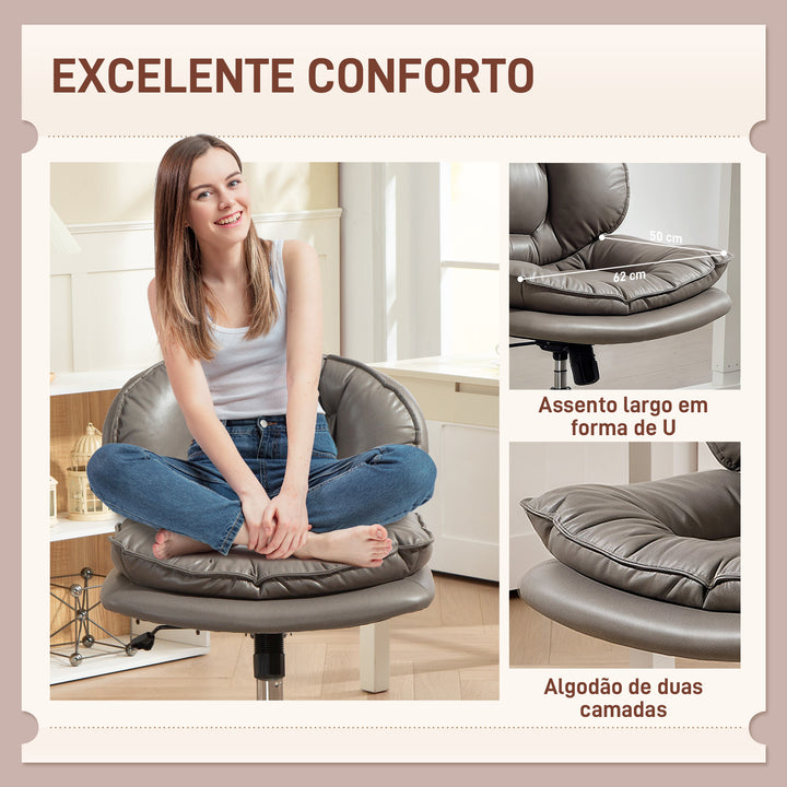 Cadeira de Escritório com Rodas Cadeira para Secretária com Função Inclinável Assento Amplo Sem Braços Duplo Acolchoamento Altura Ajustável 60x65x83-93 cm Cinza Escuro