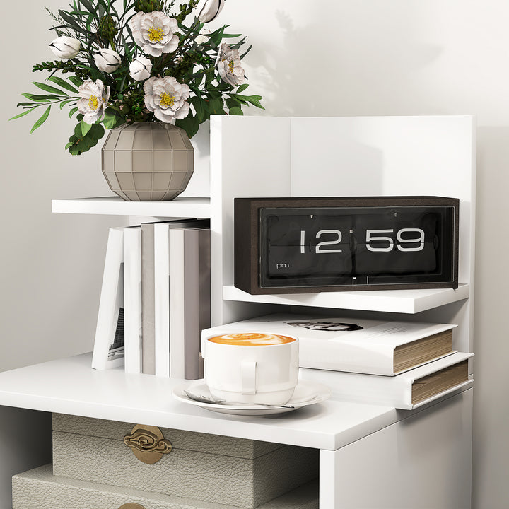 Mesa de Cabeceira de Madeira Mesa de Cabeceira Moderna com Gaveta e Prateleiras de Armazenamento Mesa Auxiliar para Sala de Estar Dormitório 45x35x73 cm Branco