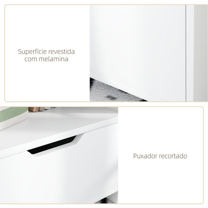 Mesa de Cabeceira de Madeira Mesa de Cabeceira Moderna com Gaveta e Prateleiras de Armazenamento Mesa Auxiliar para Sala de Estar Dormitório 45x35x73 cm Branco